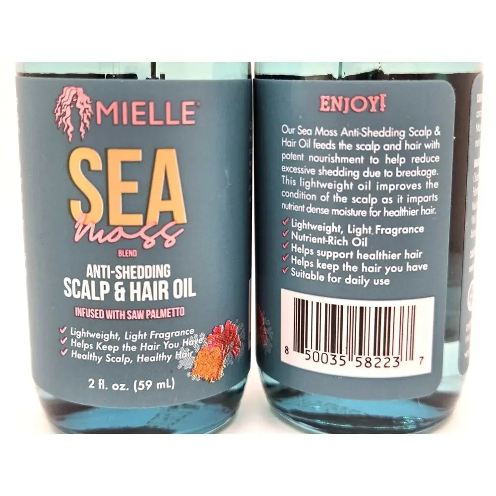 NEW Mielle Sea Moss Blend Anti-Shedding Scalp & Hair Oil 2 Fl Oz 2pk